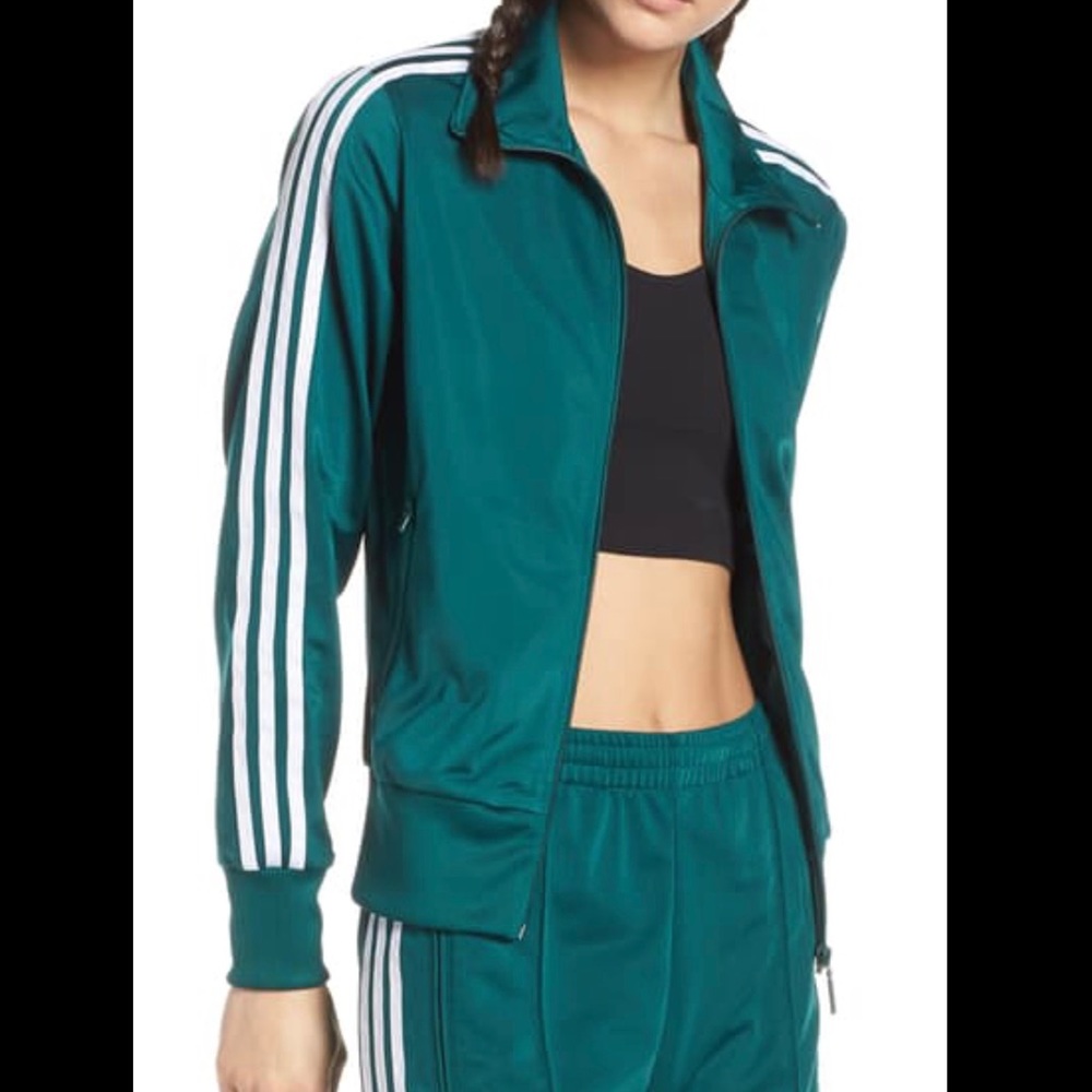Adidas tricot track jacket in Noble Green